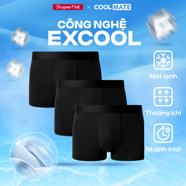 [TẶNG COMBO TẤT ĐƠN 329K]Combo 03 Quần lót nam Trunk Excool Microfiber Seamless (Không đường may) Coolmate