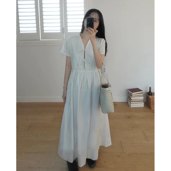 DOB - Đầm dài cổ V suông xoè Susu