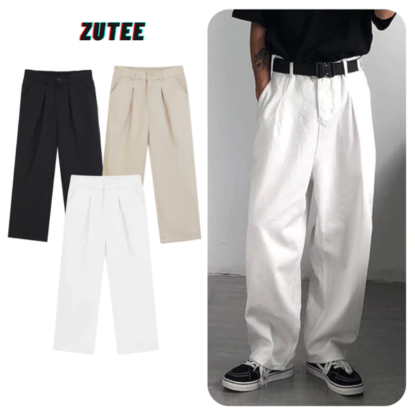 Quần Kaki Xếp Ly Ống Rộng ZUTEE Vải Đẹp Mềm Thoáng Mát