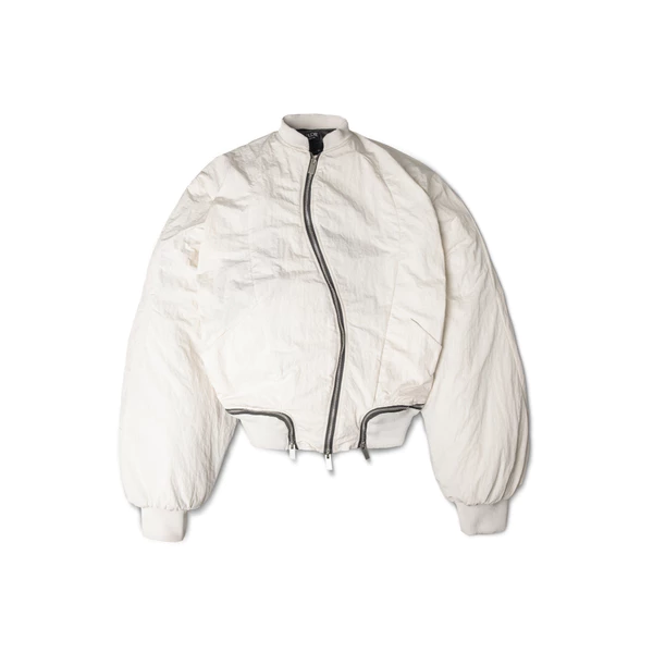 Áo Khoác Bomber Goldie "AIR CURVED ZIPPED" Khóa Cong Kháng Nước Màu Trắng
