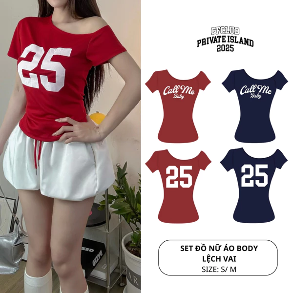 [CÓ TÁCH SET] Set đồ nữ Áo body lệch vai FFCLUB MIX