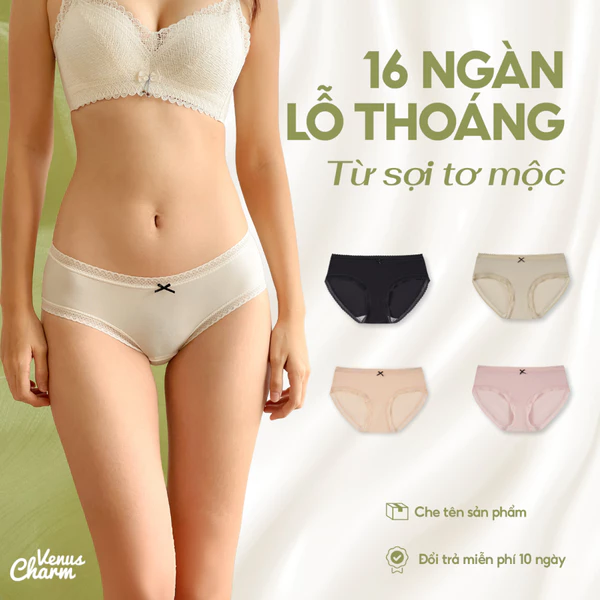 Quần lót nữ cao cấp Venus Charm thun lạnh ngàn lỗ thoáng nhẹ mát nhanh khô kháng khuẩn 8917