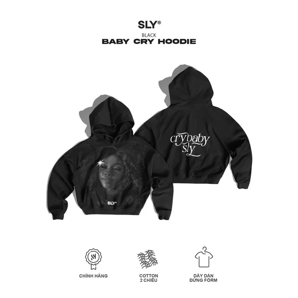 Hoodie Oversize nỉ chân cua SLY Crybaby Black