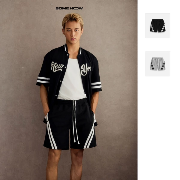  Quần Short Nam Relaxed Diag Dualine, Chất Vải Nỉ Cotton Thoải Mái, QS0106, SOME HOW STORE
