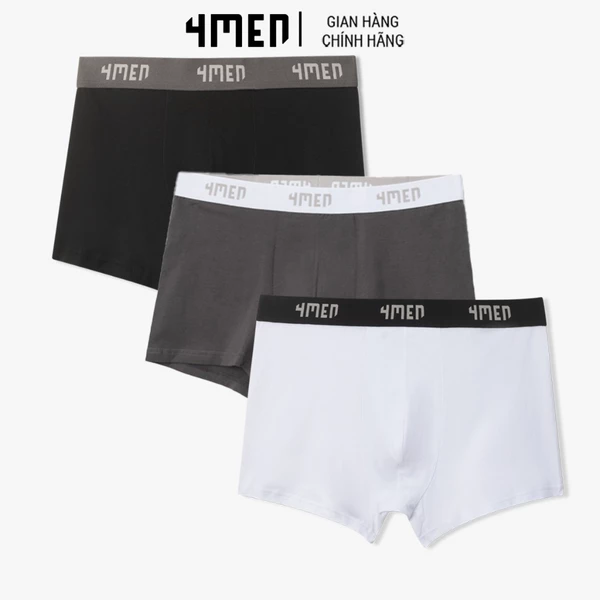 Quần Boxer Slimfit Phối Lưng 4MEN QL056 sịp đùi cotton thoáng mát, mềm mại, kháng khuẩn, thấm mồ hôi