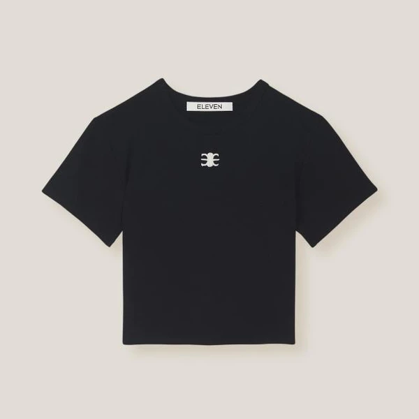 ELEVEN - Áo baby tee crop top cổ tròn Mono Croptop - màu Đen