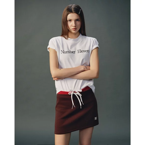 Eleven - Áo baby tee nữ Printed Number Eleven Line - màu Trắng