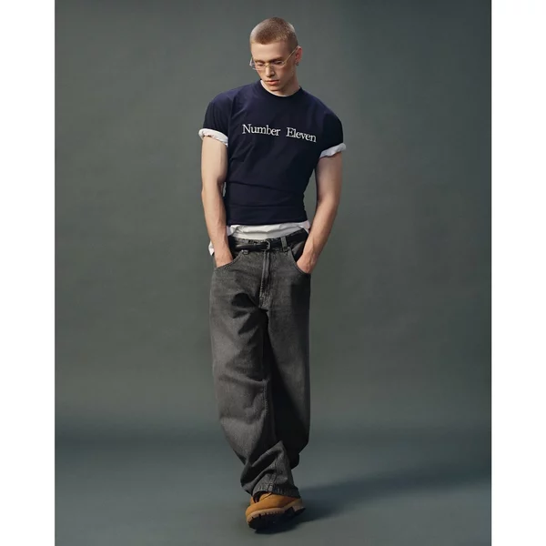 Eleven - Áo Thun Unisex Nam Nữ In Chữ Number Eleven Ngang | Màu Xanh Đen