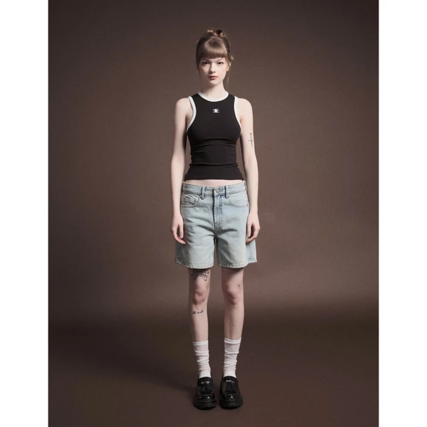 Eleven - Áo Tank Top Viền Tương Phản Thêu Mono | Màu Đen