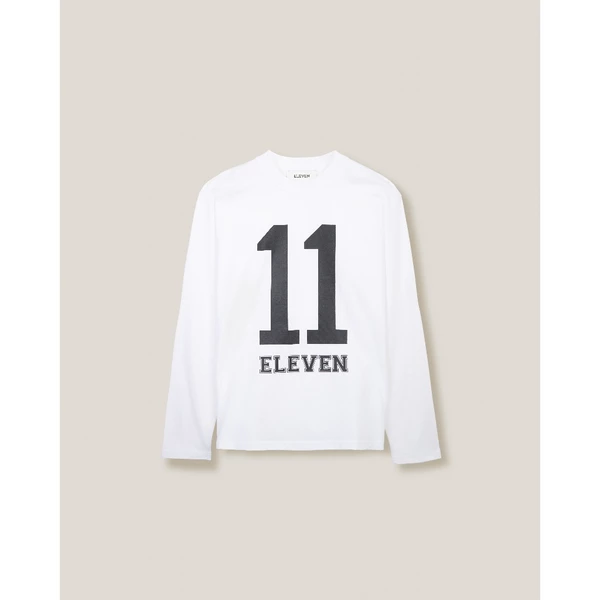 ELEVEN - Áo thun dài tay in số 11 màu Trắng