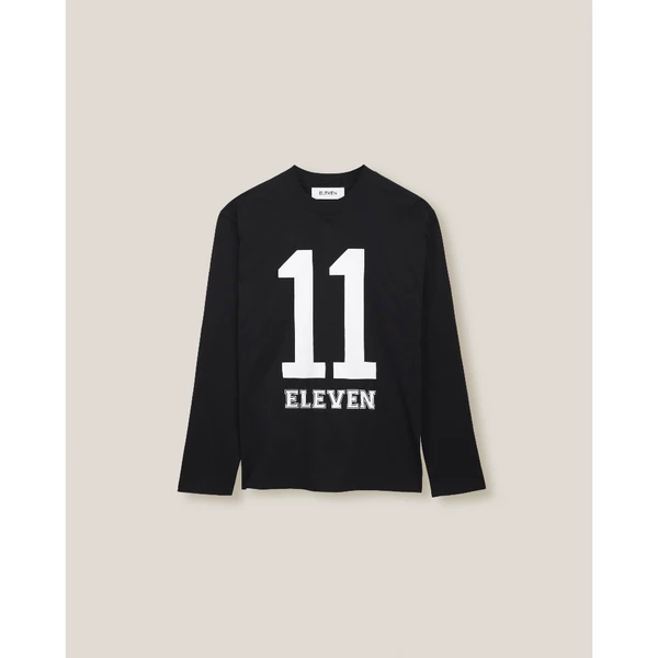 ELEVEN - Áo thun dài tay in số 11 màu Đen