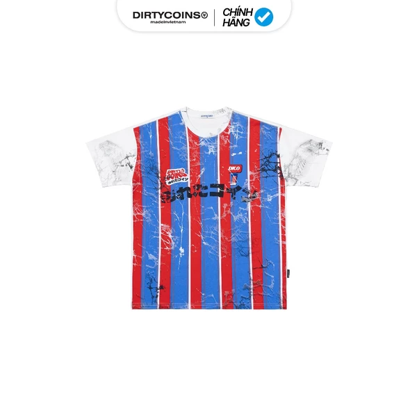 Áo Thun DirtyCoins Striped Destroy All Print Red Blue