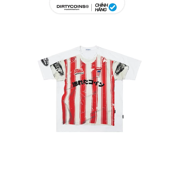 Áo Thun DirtyCoins Stripe Tee Trompe Loeil Print White