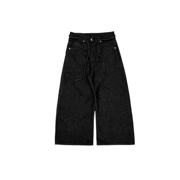 RAW BLACK LOOSE PLEAT JEANS - Quần jeans ống siêu rộng dây thừng 2036