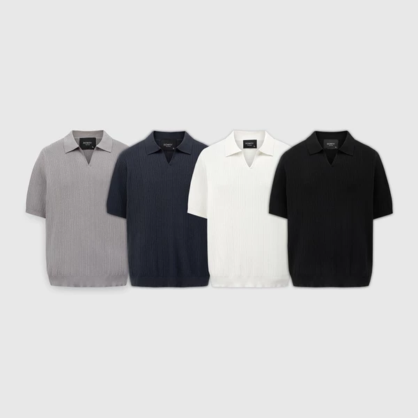 Áo Polo nam ROWAY dệt len Premium, form regular | Polo len cổ V
