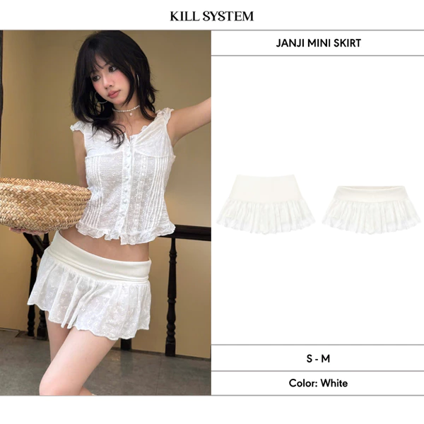 Chân váy dáng ngắn xoè phối ren JANJI - 𝐊𝐈𝐋𝐋 𝐒𝐘𝐒𝐓𝐄𝐌