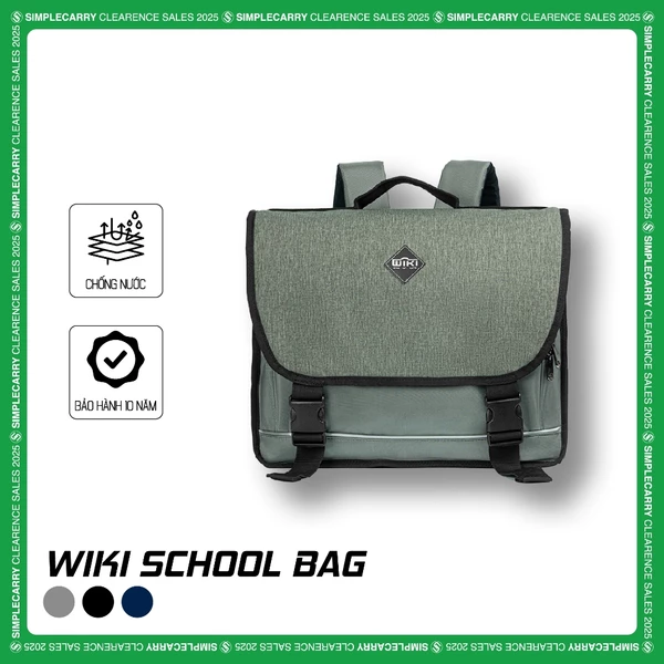 Balo Đi Học Cho Bé Nam Nữ SimpleCarry Wiki School Bag Hình Chữ Nhật, Có Dây Đeo Phản Quang