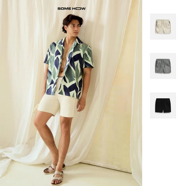 Quần Short Nam Kaki Highlight Snap, Chất Vải Kaki Thoải Mái, QS0094, SOME HOW STORE