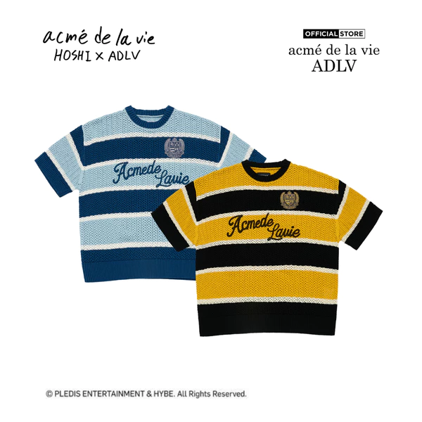 Áo Len Ngắn Tay ADLV Oversize Stripe dáng Oversized màu vàng/xanh dương - Hàng chính hãng