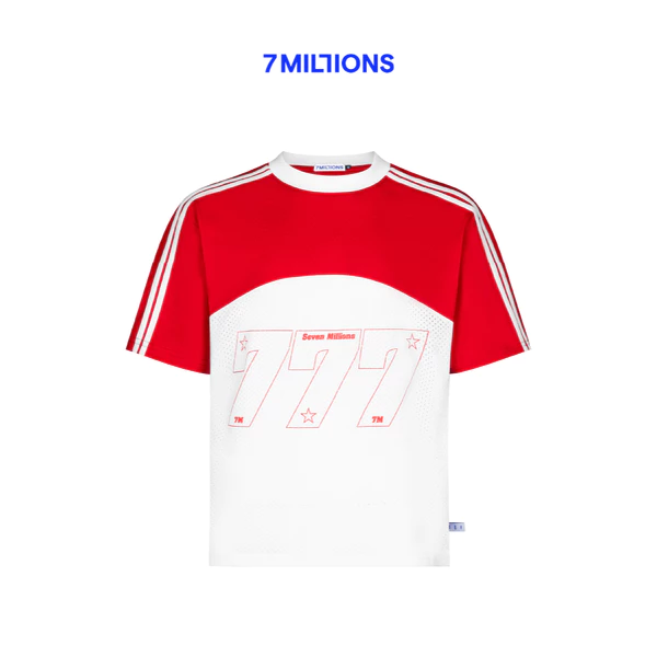 Áo Thun Cổ Tròn '777' Jersey Vải Mesh Unisex 7MILLIONS (Trắng Phối Đỏ)