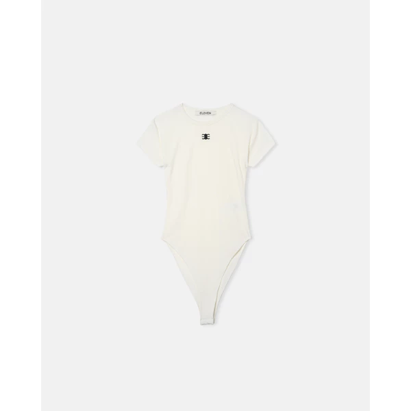 Eleven - Bodysuit Cổ Tròn Thêu Mono | Màu Trắng