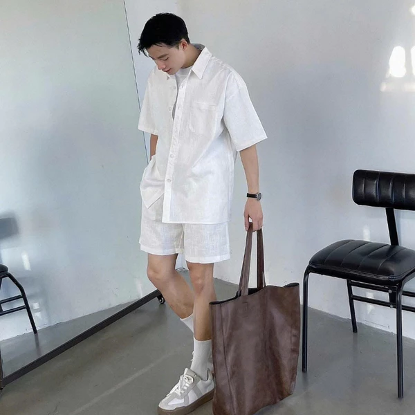 Đồ Bộ Nam Set Đũi Nam (Áo + Quần) ZUTEE Áo Sơ Mi Đũi Cộc Tay Đi Biển Mùa Hè Cao Cấp