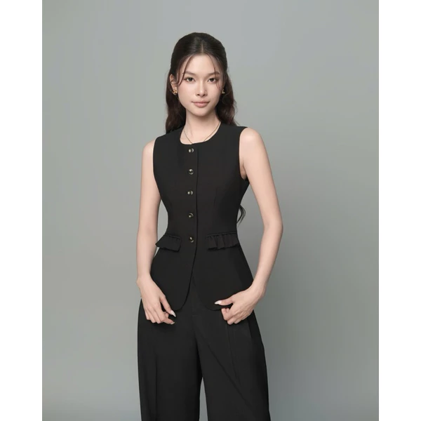 RUBIES Emma Gile - Áo Kiểu Nữ Vải Cotton Lạnh Hàn Sát Nách Cổ Tròn