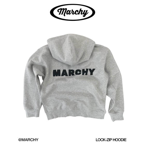 MARCHY - Lock Zip Hoodie - Áo khoác dây kéo khóa gài cổ