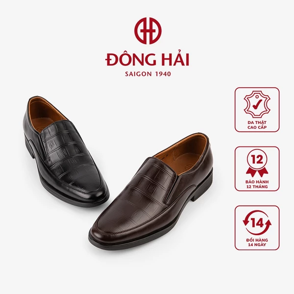 Giày Tây Đông Hải Da Dập Vân Cá Sấu Viền Chỉ Nổi - G01B5