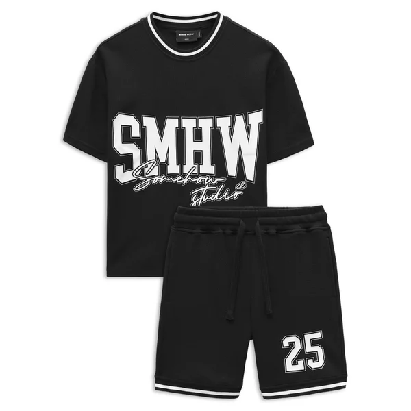 Set Nam T-shirt Short Black Studio 25, Chất Vải Cá Sấu CVC Thoải Mái, SB0040, SOME HOW STORE