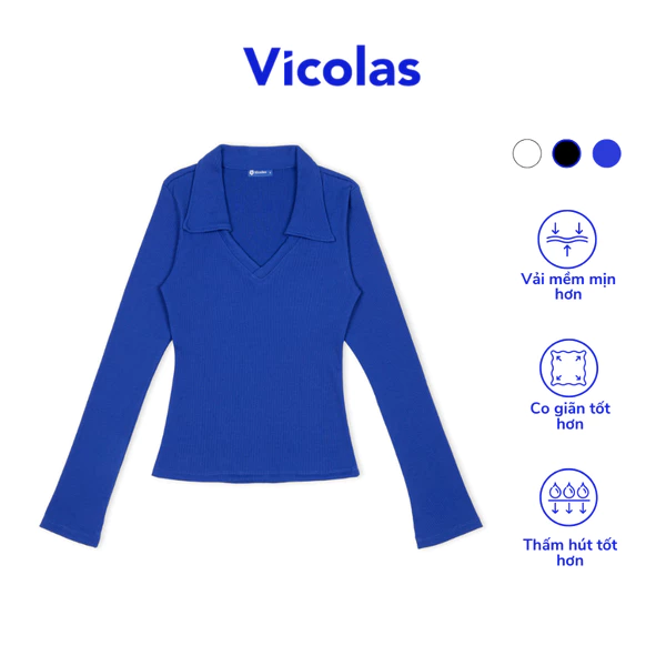 Áo nữ tay dài cổ bẻ thiết kế ôm body tôn dáng Vicolas - VICO50