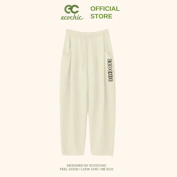 Set Bộ Quần Nỉ Ống Rộng ECOCHIC Lót Da Cá Chính Hãng Cao Cấp Cạp Cao Thể Thao Năng Động B107 B101