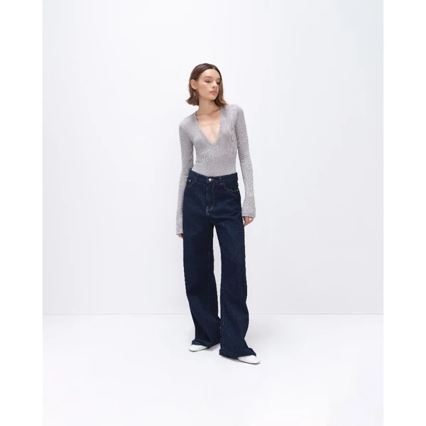 HIGHCHIC - LOR JEANS - QUẦN JEANS DÁNG SUÔNG BLUE NAVY - KIỂU DÁNG SANG TRỌNG