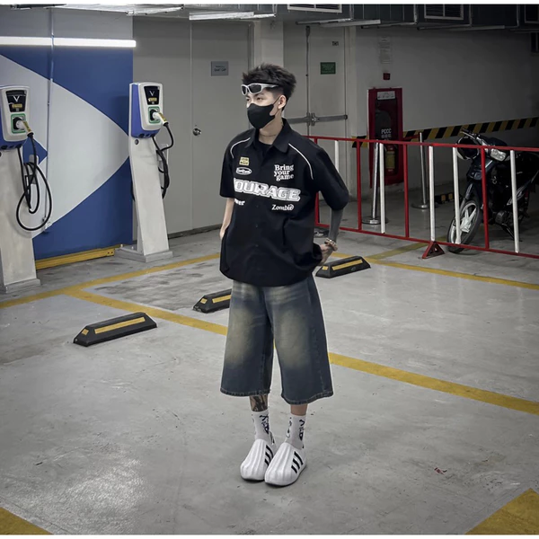 Áo sơ mi COURAGE zombie.club, ngắn tay dáng rộng,UNISEX, chất kaki, Chính Hãng.