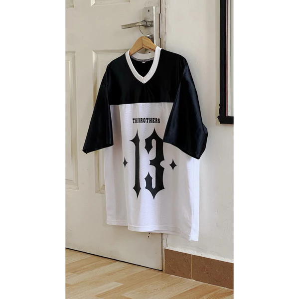 Áo thun thể thao Jersey  Thebrothers form dáng boxy phối màu trắng đen