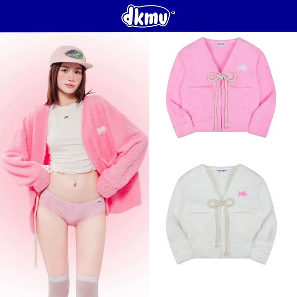 Áo Cardigan Crop DKMV chất len lông dày màu hồng, trắng đáng yêu Marshmallow Cardigan | K21-AK3
