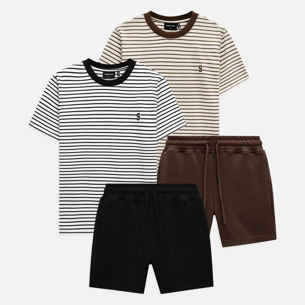 Set T-shirt Minimal Stripes Short, Chất Vải Cotton Thoải Mái, SB0037, SOME HOW STORE
