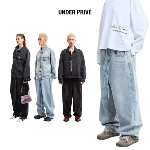 UNDER BAGGY JEANS - Quần Wash Jean Unisex Form Ống Rộng - ULP005
