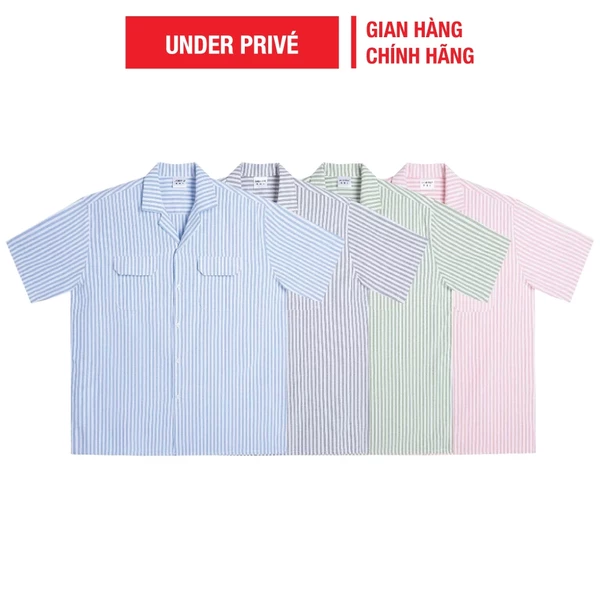Áo Sơ Mi Cộc Tay Kẻ Sọc UNDER Striped Oxford Shirt - USH002