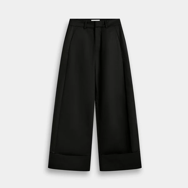 ELEVEN - Quần tây unisex suông dài lật lai Cuffed Wide-leg Pants