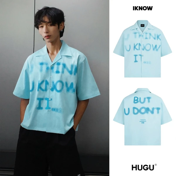 Áo sơ mi ngắn tay graffiti local brand HUGU - I KNOW form sơ mi regular