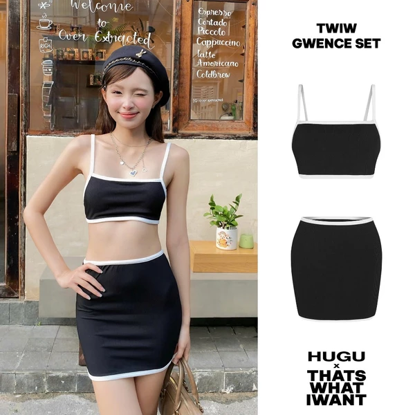 Set áo croptop và chân váy mini local brand HUGUxTHATSWHATIWANT -  TWIW GWENCE SET