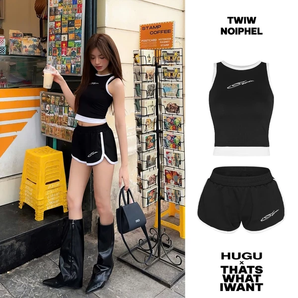 Set đồ nữ áo yếm & quần đùi vải nỉ local brand HUGUxTHATSWHATIWANT - TWIW NOIPHEL SET