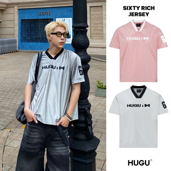 Áo thun bóng chiếu màu xám, hồng, form boxy, rộng rãi, thoáng mát, unisex local brand HUGU - SIXTY RICH JERSEY