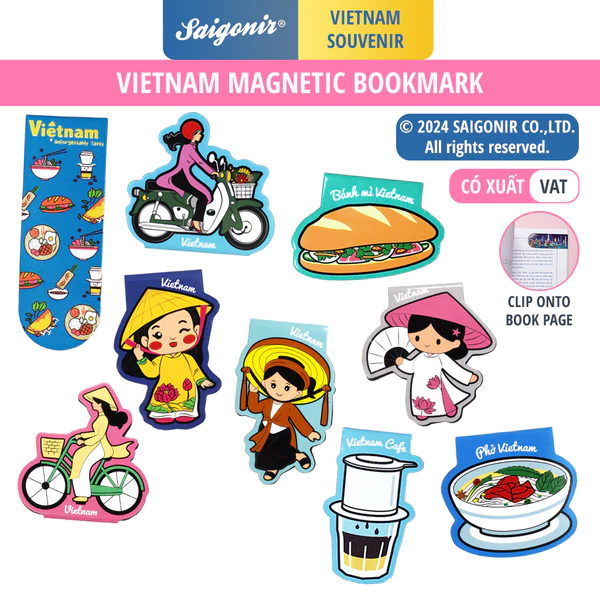 Magnetic Bookmark Đánh Dấu Sách Bằng Giấy Hình ảnh đặc trưng Việt Nam Lực hút Magnet Mạnh Souvenir Saigonir