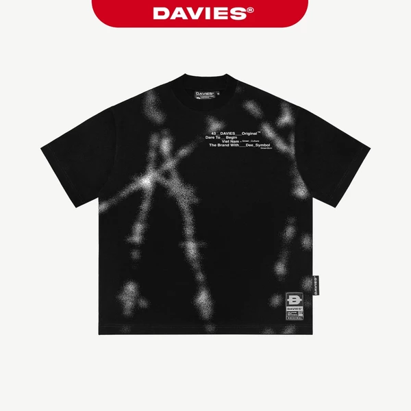 Áo phông rộng đen in full 2 mặt DAVIES tay lỡ nam nữ hiphop cotton thoáng mát Erup Tee | D-T22