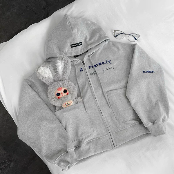 Áo Hoodie Zip Boxy PORTRAIT Cinder Form Đẹp, Local Brand Chính Hãng