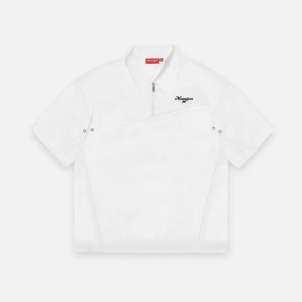 Áo NEEDS OF WISDOM Zip Polo Shirts - White - Local Brand Chính Hãng
