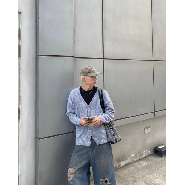 Áo len Cardigan tay dài dáng rộng oversize Hidden.Essential unisex nam nữ