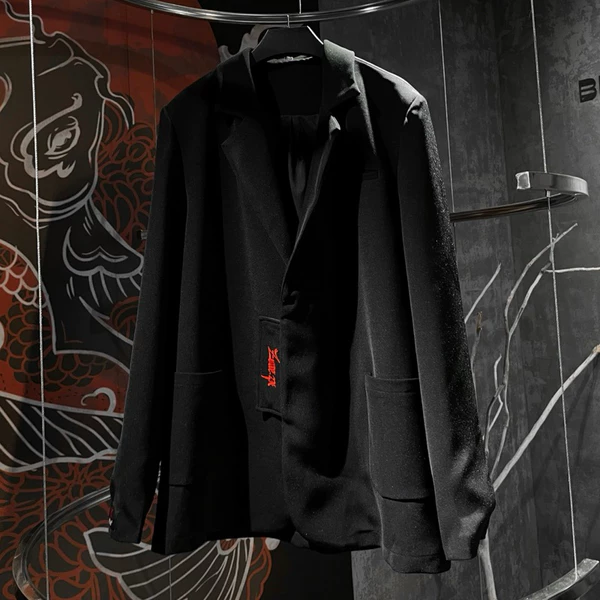Áo khoác Blazer Unisex đen form rộng Zune.zx, SIGNATURE BLAZER